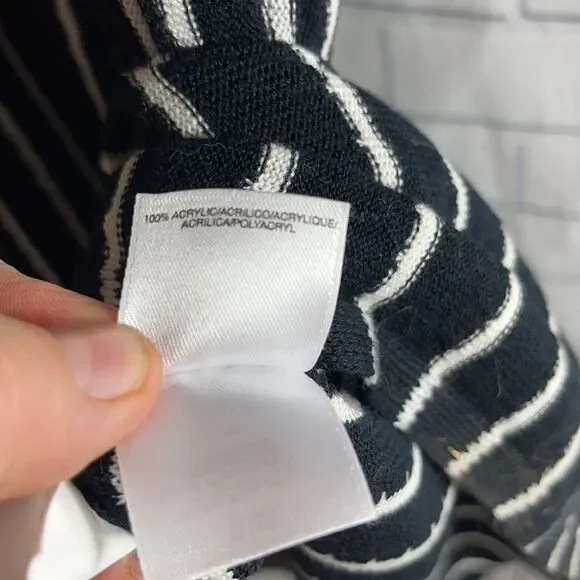 Black Label By‎ Evan Picone Black Stiped Skirt Knit Dress Sz M - Picture 6 of 6